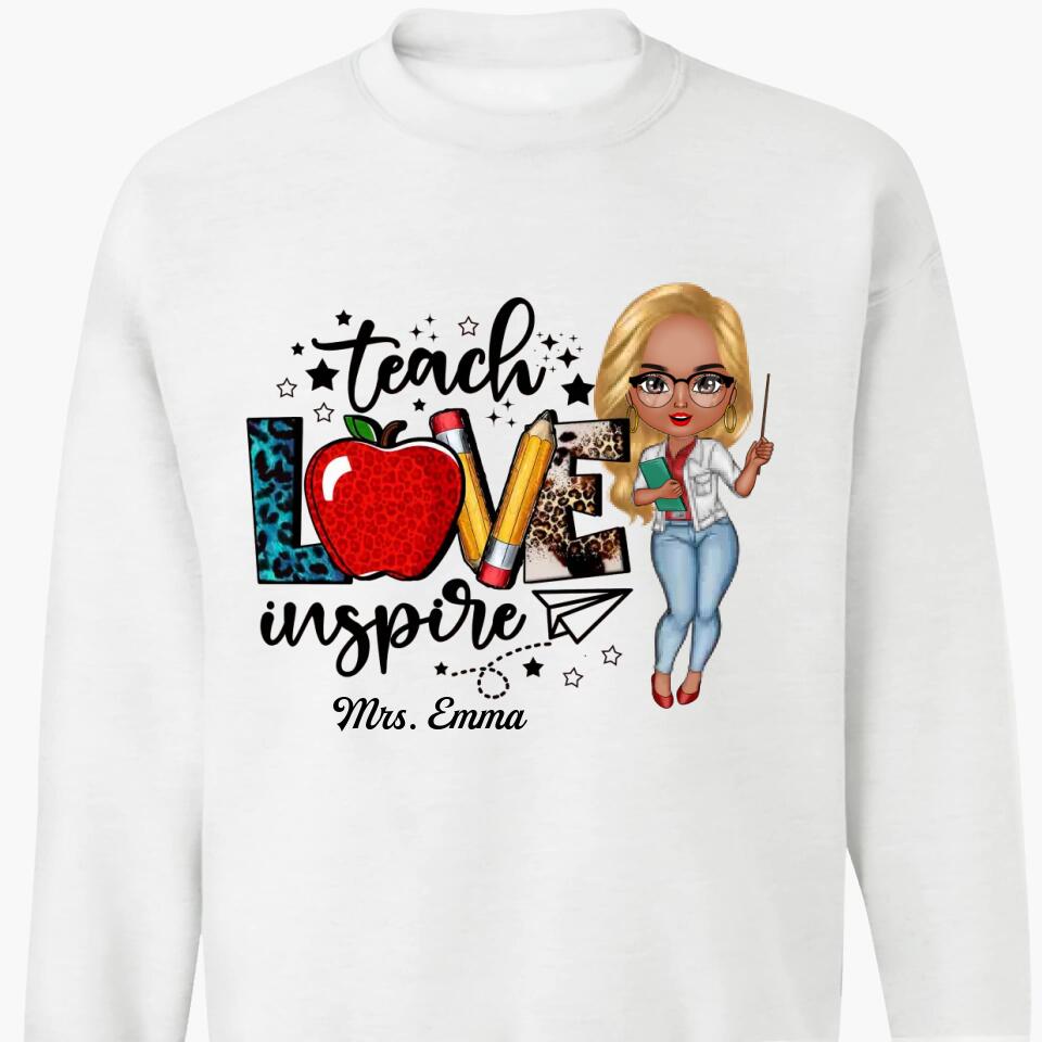 Personalized T-shirt - Gift For Teacher - Teach Love Inspire ARND005