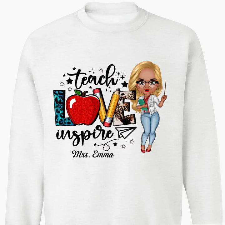 Personalized T-shirt - Gift For Teacher - Teach Love Inspire ARND005