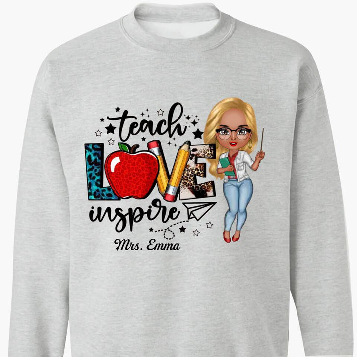 Personalized T-shirt - Gift For Teacher - Teach Love Inspire ARND005