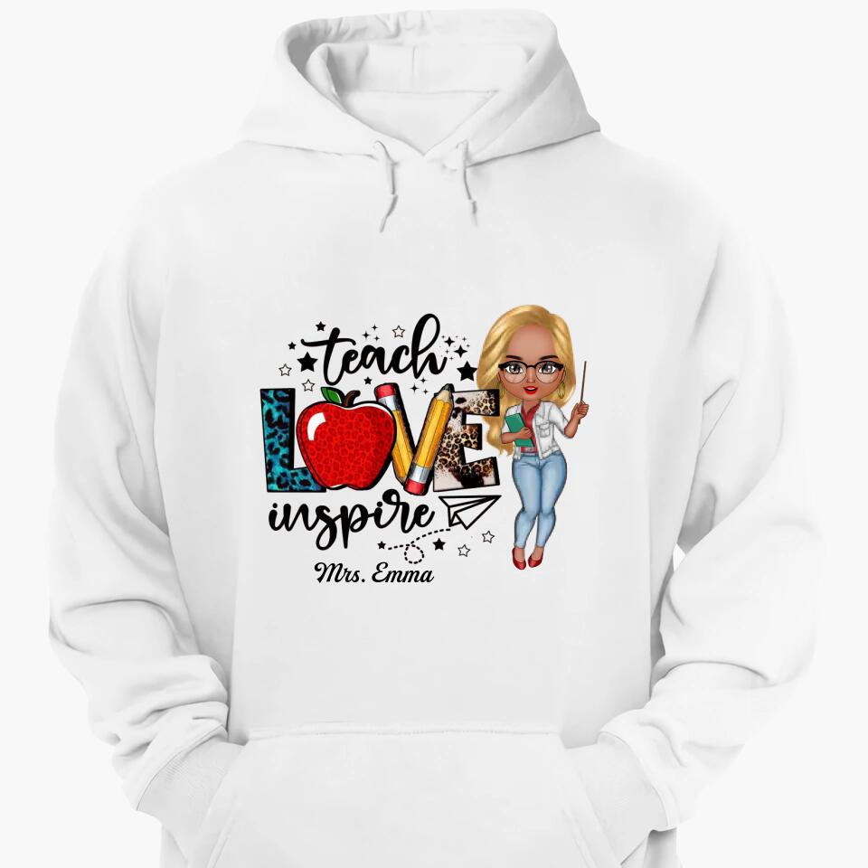 Personalized T-shirt - Gift For Teacher - Teach Love Inspire ARND005
