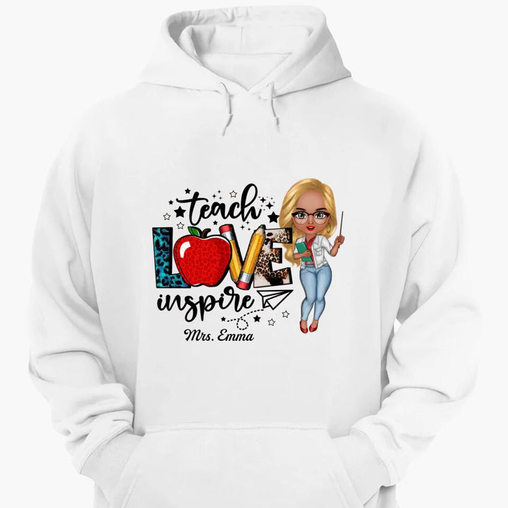 Personalized T-shirt - Gift For Teacher - Teach Love Inspire ARND005