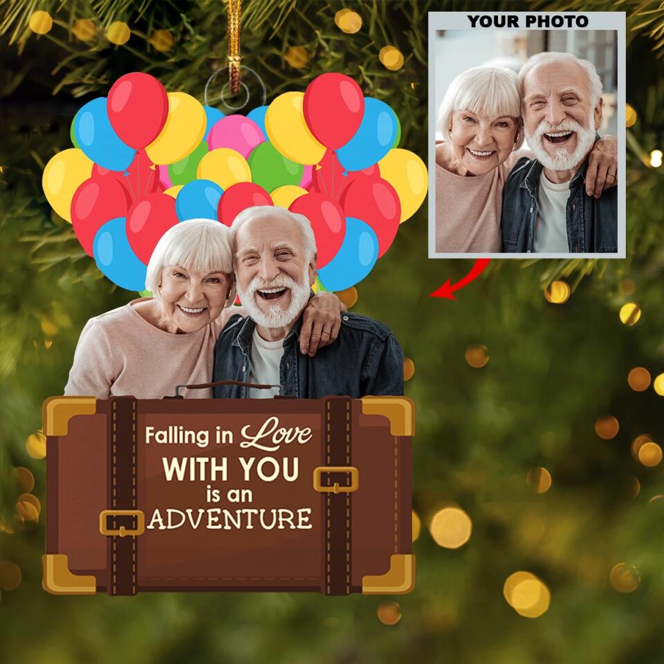Personalized Photo Mica Ornament - Gift For Couple - Falling In Love With You Is An Adventure ARND0014 AGCPD012