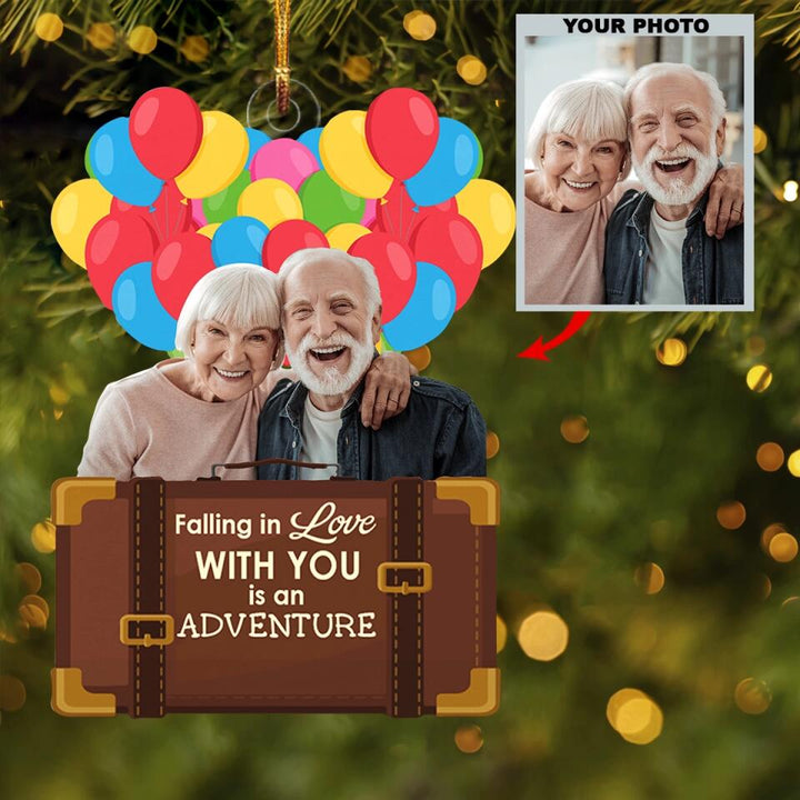 Personalized Photo Mica Ornament - Gift For Couple - Falling In Love With You Is An Adventure ARND0014 AGCPD012