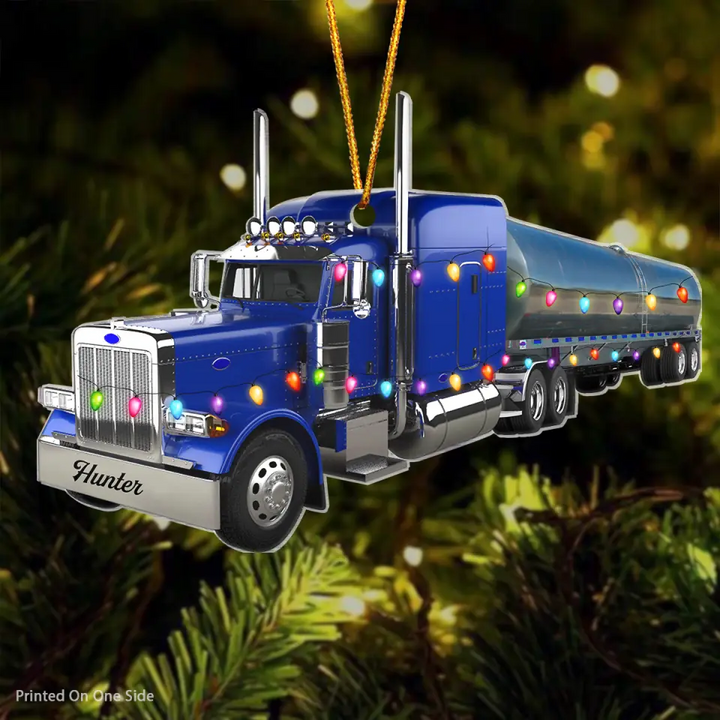 Personalized Mica Ornament - Gift For Trucker - Tanker Truck Christmas ARND037