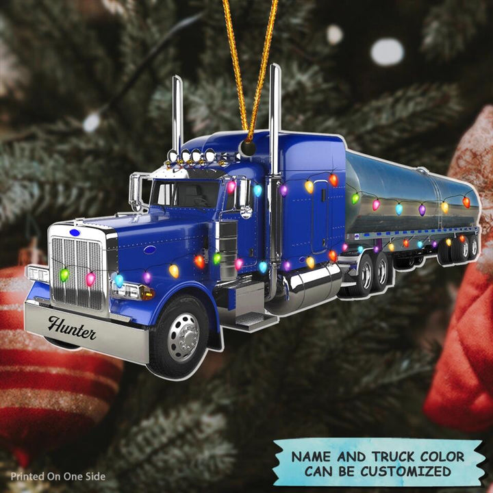 Personalized Mica Ornament - Gift For Trucker - Tanker Truck Christmas ARND037