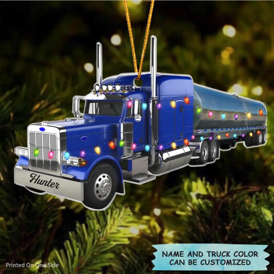Personalized Mica Ornament - Gift For Trucker - Tanker Truck Christmas ARND037
