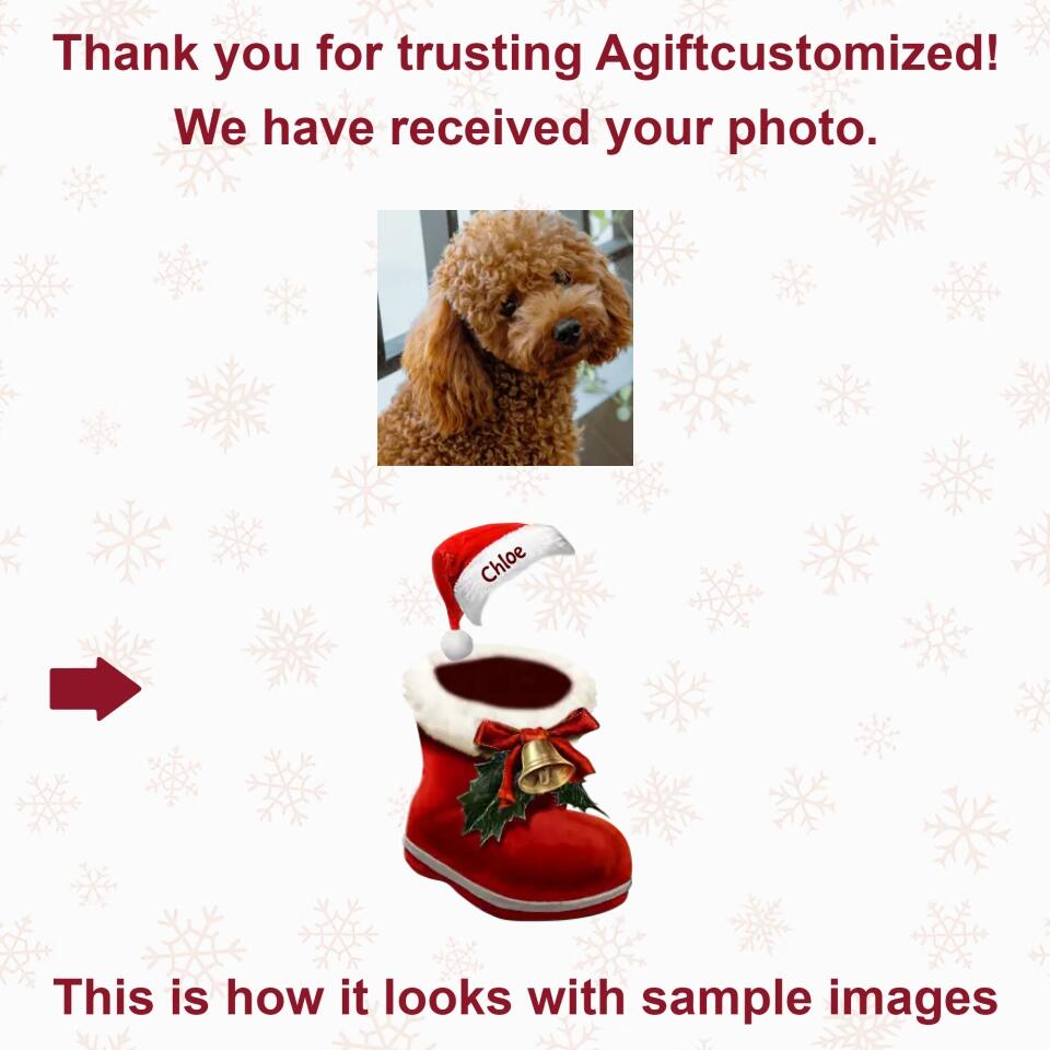 Personalized Photo Mica Ornament - Gift For Dog Lover - Dog In Santa Boot ARND0014