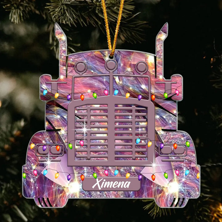 Personalized Mica Ornament - Gift For Trucker - Truck Ornament Christmas ARND037