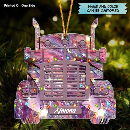 Personalized Mica Ornament - Gift For Trucker - Truck Ornament Christmas ARND037