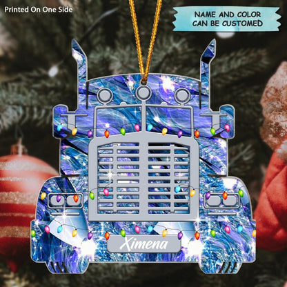 Personalized Mica Ornament - Gift For Trucker - Truck Ornament Christmas ARND037