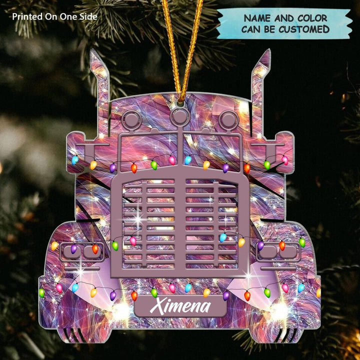 Personalized Mica Ornament - Gift For Trucker - Truck Ornament Christmas ARND037