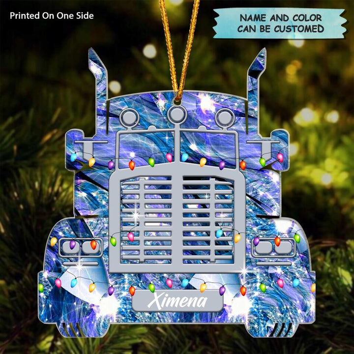 Personalized Mica Ornament - Gift For Trucker - Truck Ornament Christmas ARND037