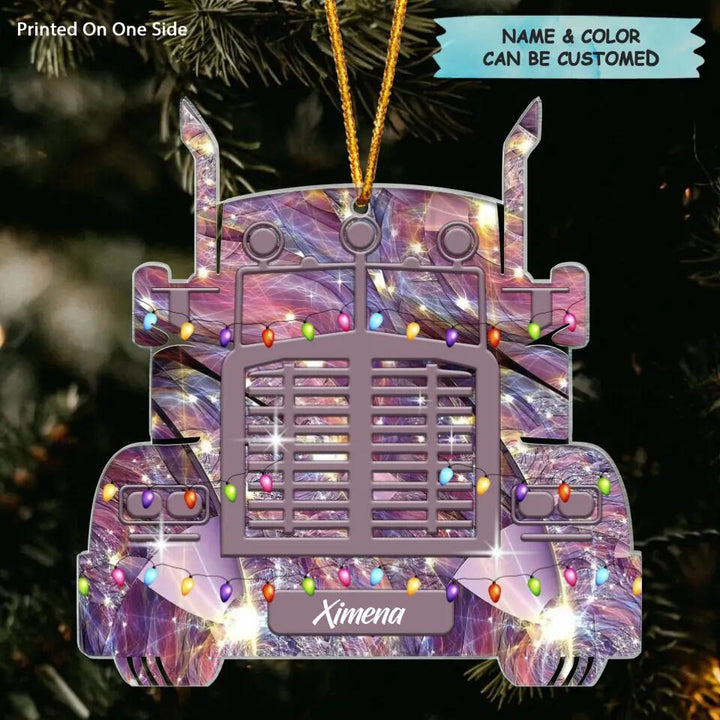 Personalized Mica Ornament - Gift For Trucker - Truck Ornament Christmas ARND037
