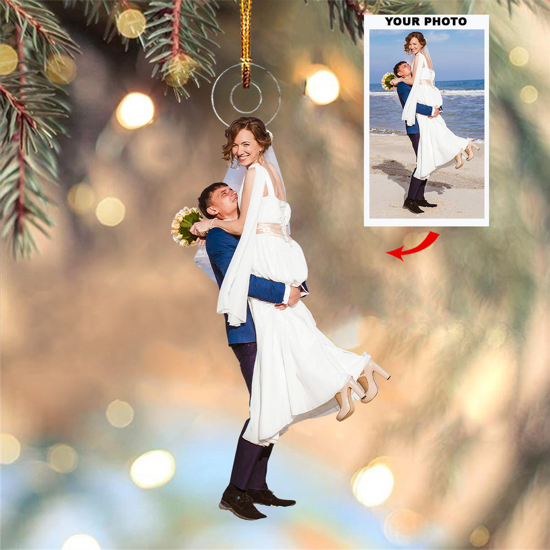 Beach Vacation - Personalized Photo Mica Ornament - Christmas Gift For Couple, Wedding Couple, Newlywed, Wife, Husband