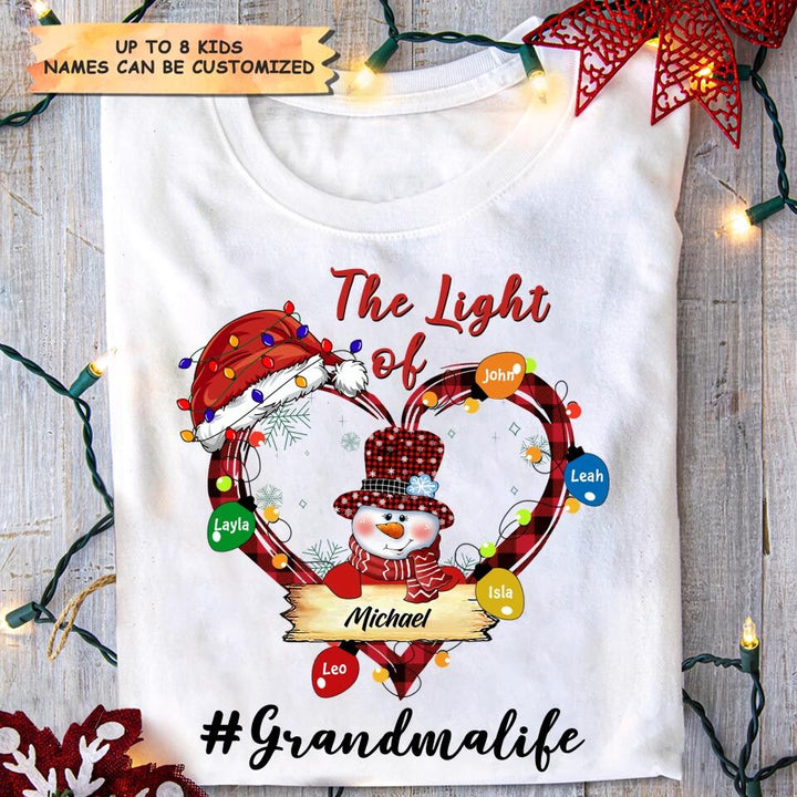 Personalized T-shirt - Gift For Grandma - The Light Of Grandma's Heart Christmas ARND037
