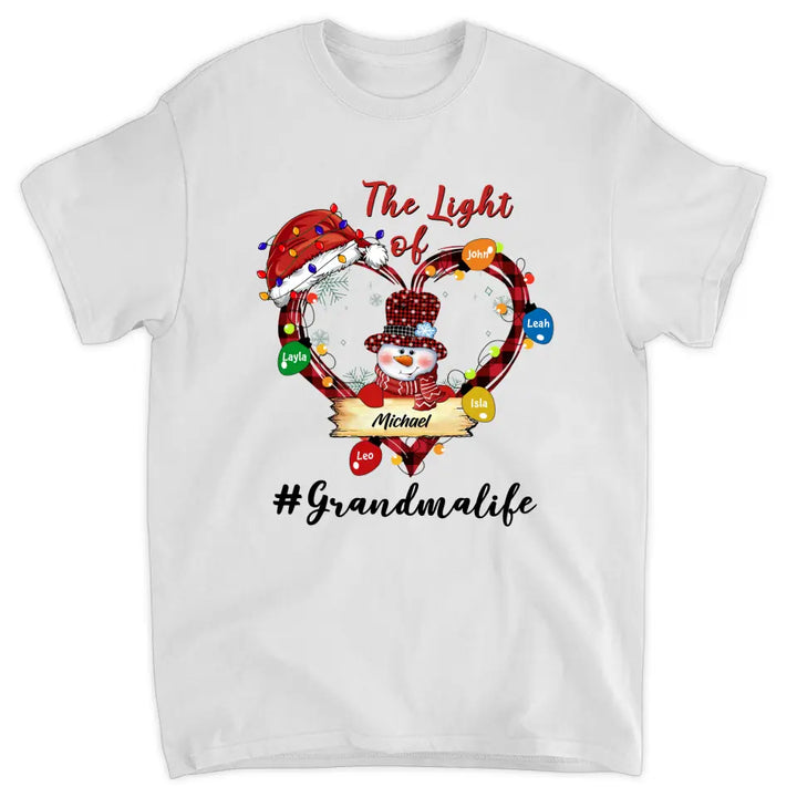 Personalized T-shirt - Gift For Grandma - The Light Of Grandma's Heart Christmas ARND037