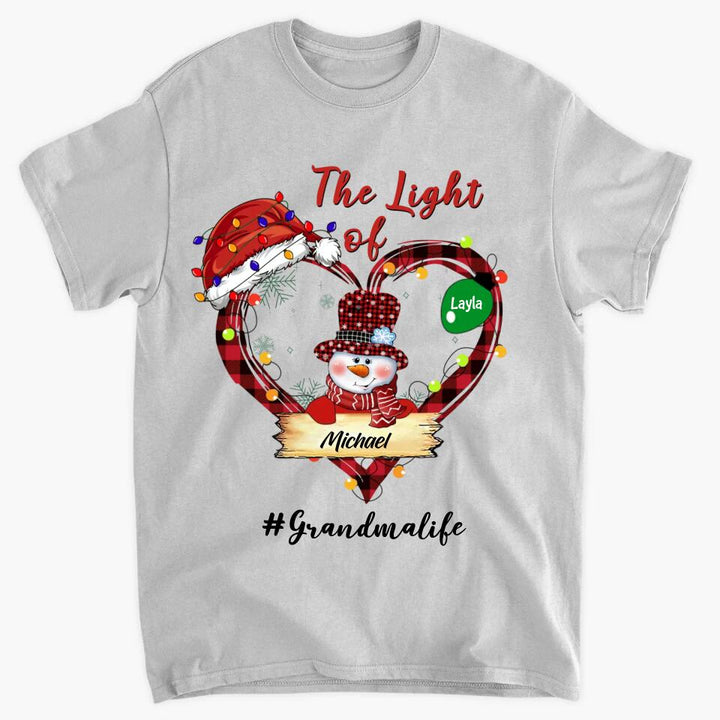 Personalized T-shirt - Gift For Grandma - The Light Of Grandma's Heart Christmas ARND037