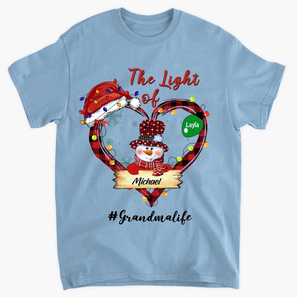 Personalized T-shirt - Gift For Grandma - The Light Of Grandma's Heart Christmas ARND037