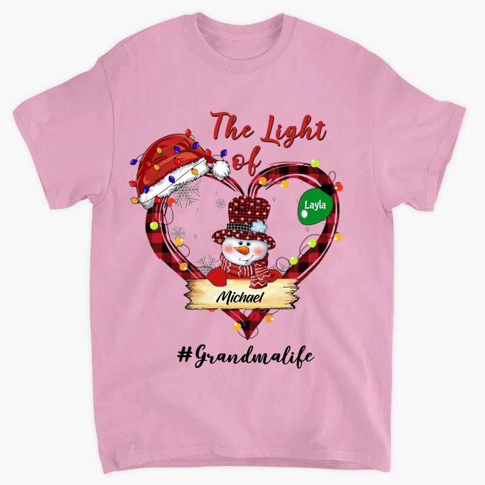 Personalized T-shirt - Gift For Grandma - The Light Of Grandma's Heart Christmas ARND037
