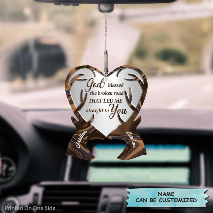 Personalized Car Hanging Ornament - Gift For Couple - God Blessed The Broken Road That Led Me Straight To You ARND036 AGCVL012