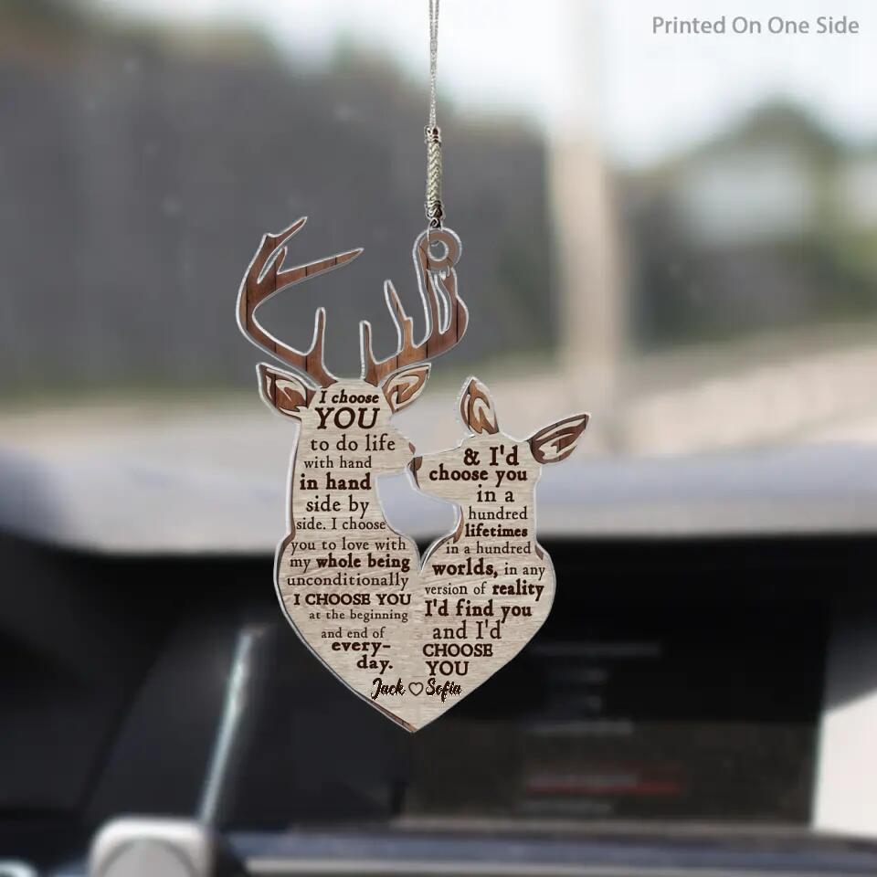 Personalized Car Hanging Ornament - Gift For Couple - I Choose You In A Hundred Lifetime ARND037 AGCTD012