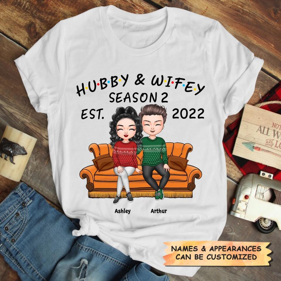 Personalized T-shirt - Gift For Couple - Hubby And Wifey Season Married Couple ARND037