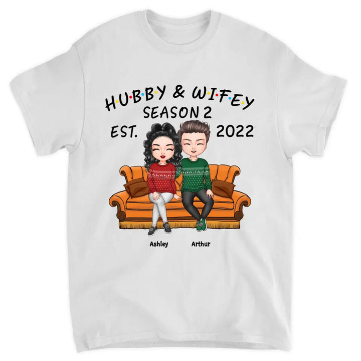 Personalized T-shirt - Gift For Couple - Hubby And Wifey Season Married Couple ARND037
