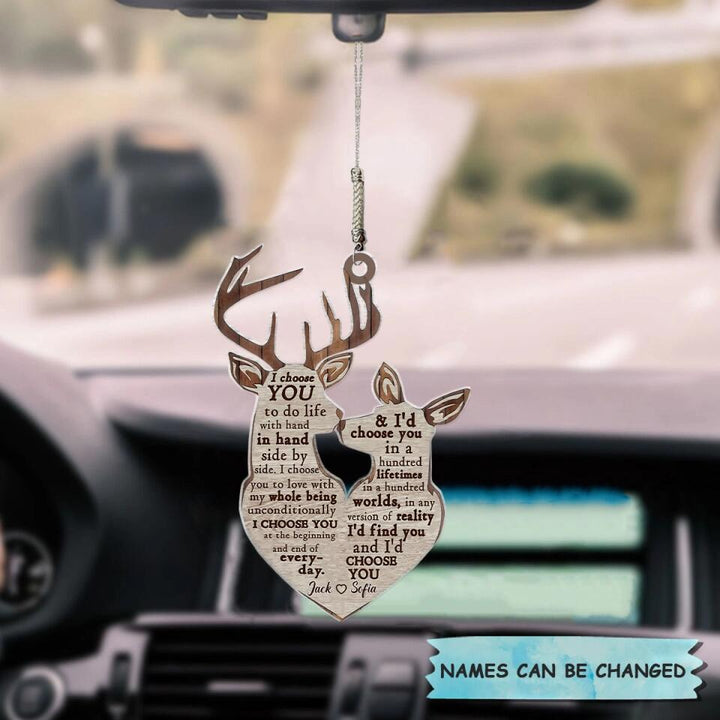 Personalized Car Hanging Ornament - Gift For Couple - I Choose You In A Hundred Lifetime ARND037 AGCTD012