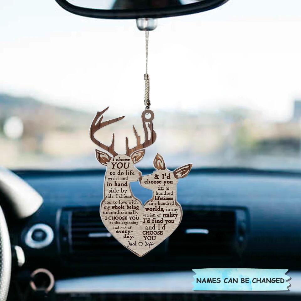 Personalized Car Hanging Ornament - Gift For Couple - I Choose You In A Hundred Lifetime ARND037 AGCTD012
