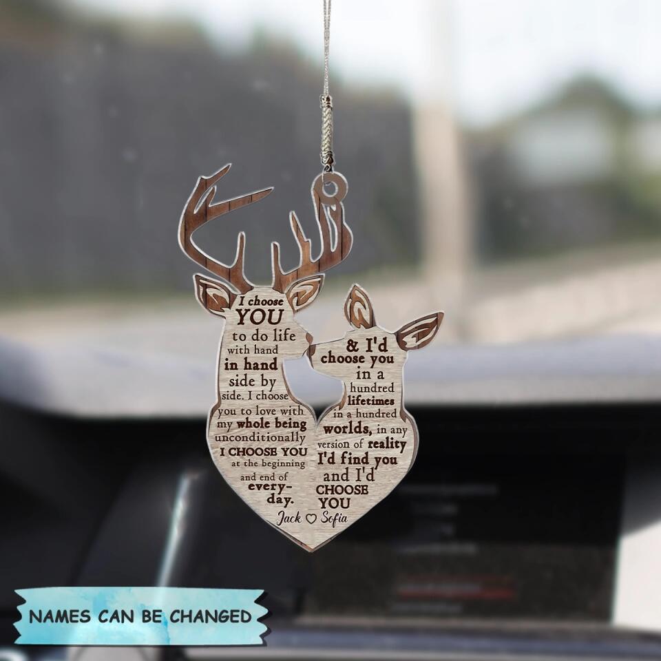 Personalized Car Hanging Ornament - Gift For Couple - I Choose You In A Hundred Lifetime ARND037 AGCTD012