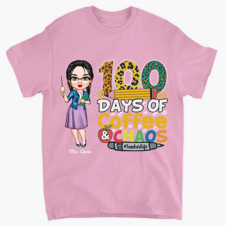 Personalized T-shirt - Gift For Teacher - 100 Days Of Coffee And Chaos ARND036
