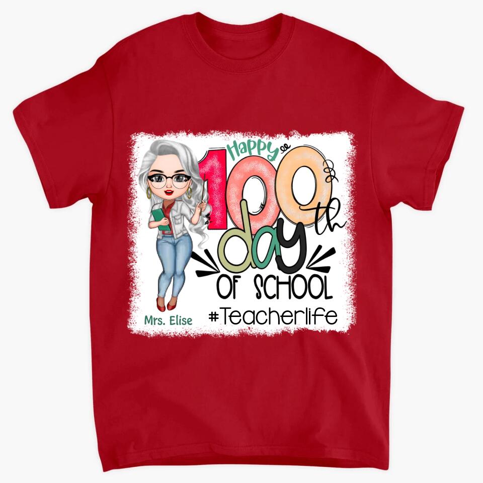 Personalized T-shirt - Gift For Teacher - Happy 100th Day Of School ARND0014