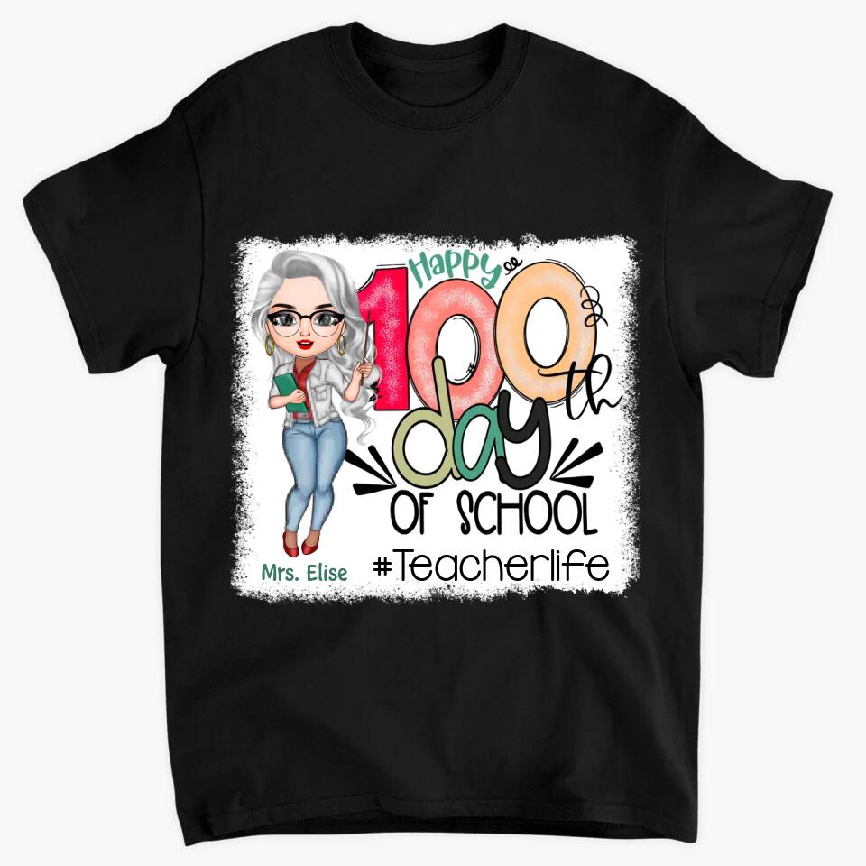 Personalized T-shirt - Gift For Teacher - Happy 100th Day Of School ARND0014