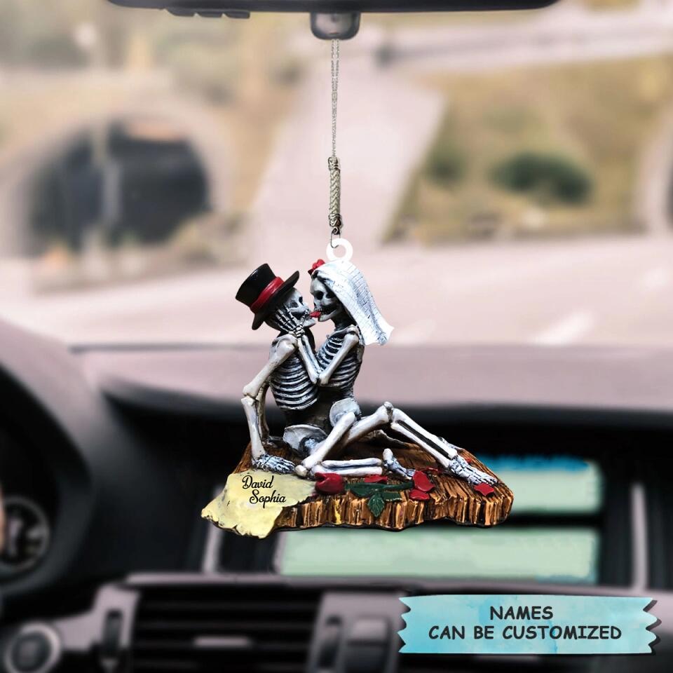 Personalized Car Hanging Ornament - Gift For Couple - Skeleton Couple ARND018