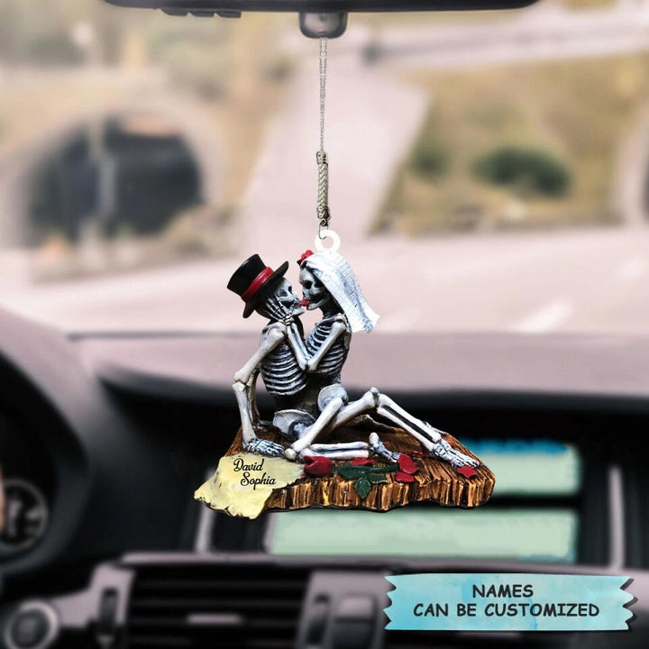 Personalized Car Hanging Ornament - Gift For Couple - Skeleton Couple ARND018