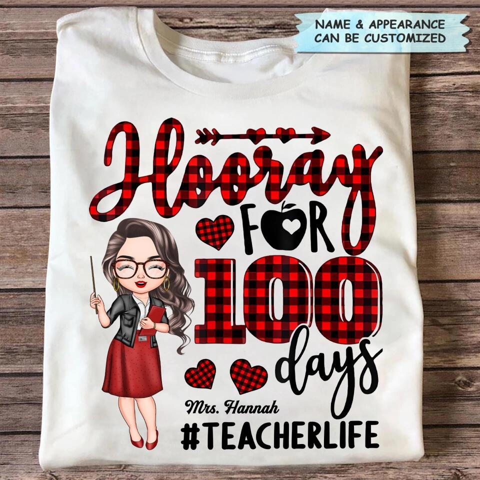Personalized T-shirt - Gift For Teacher - Hooray For 100 Days ARND037