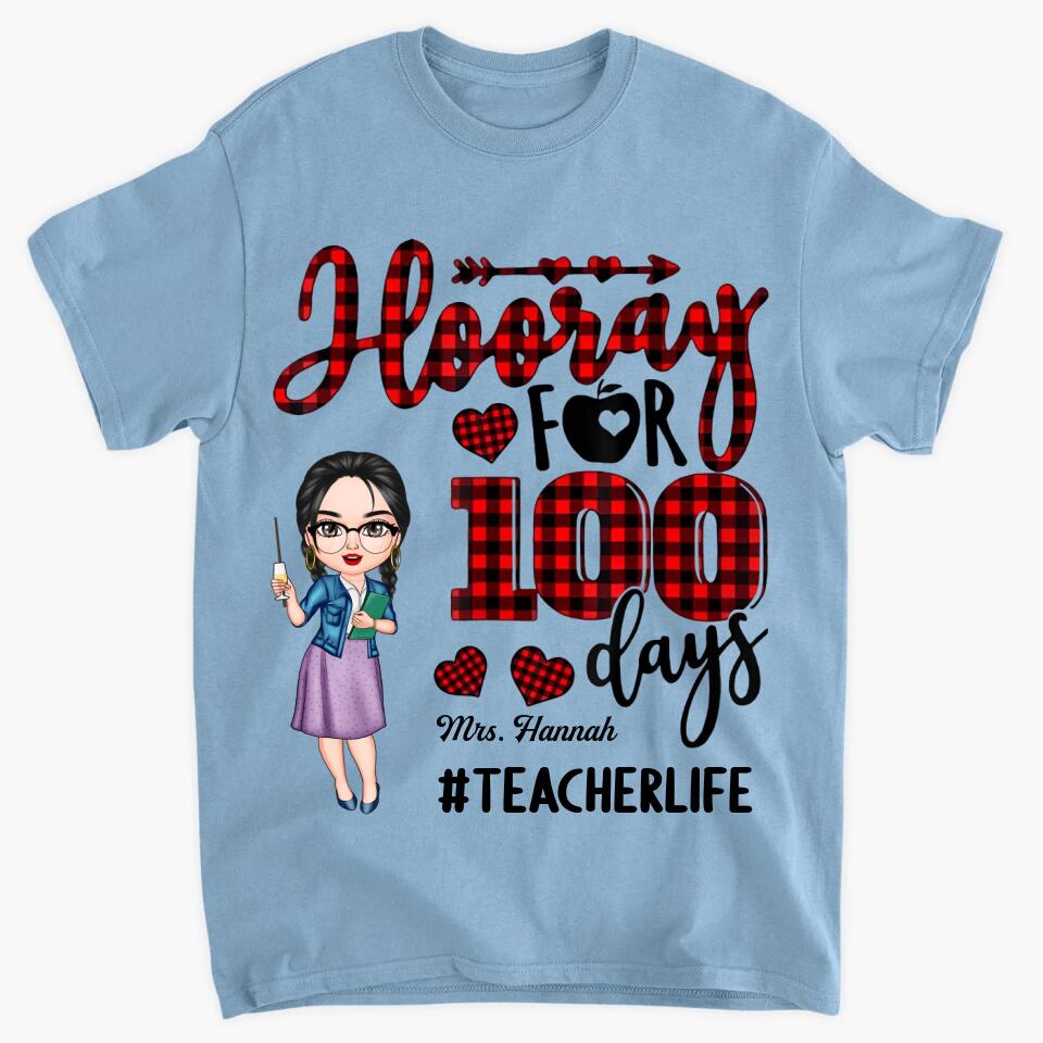 Personalized T-shirt - Gift For Teacher - Hooray For 100 Days ARND037
