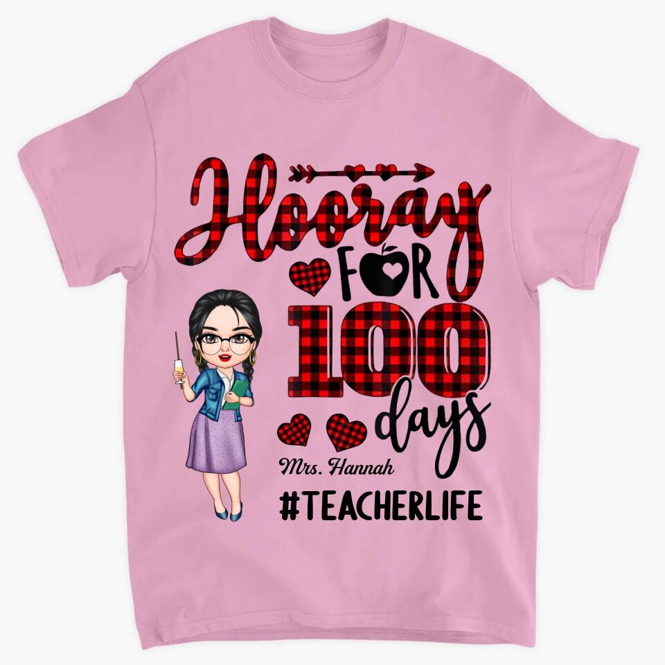 Personalized T-shirt - Gift For Teacher - Hooray For 100 Days ARND037