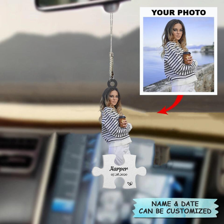 Personalized Car Hanging Ornament - Gift For Couple - I Love You Puzzle ARND0014 AGCPD017