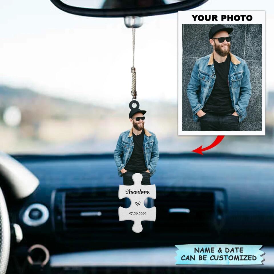 Personalized Car Hanging Ornament - Gift For Couple - I Love You Puzzle ARND0014 AGCPD017