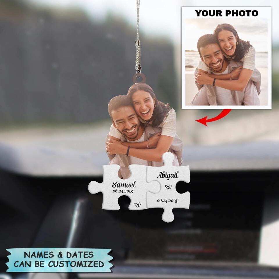 Personalized Car Hanging Ornament - Gift For Couple - I Love You Puzzle ARND0014 AGCPD017