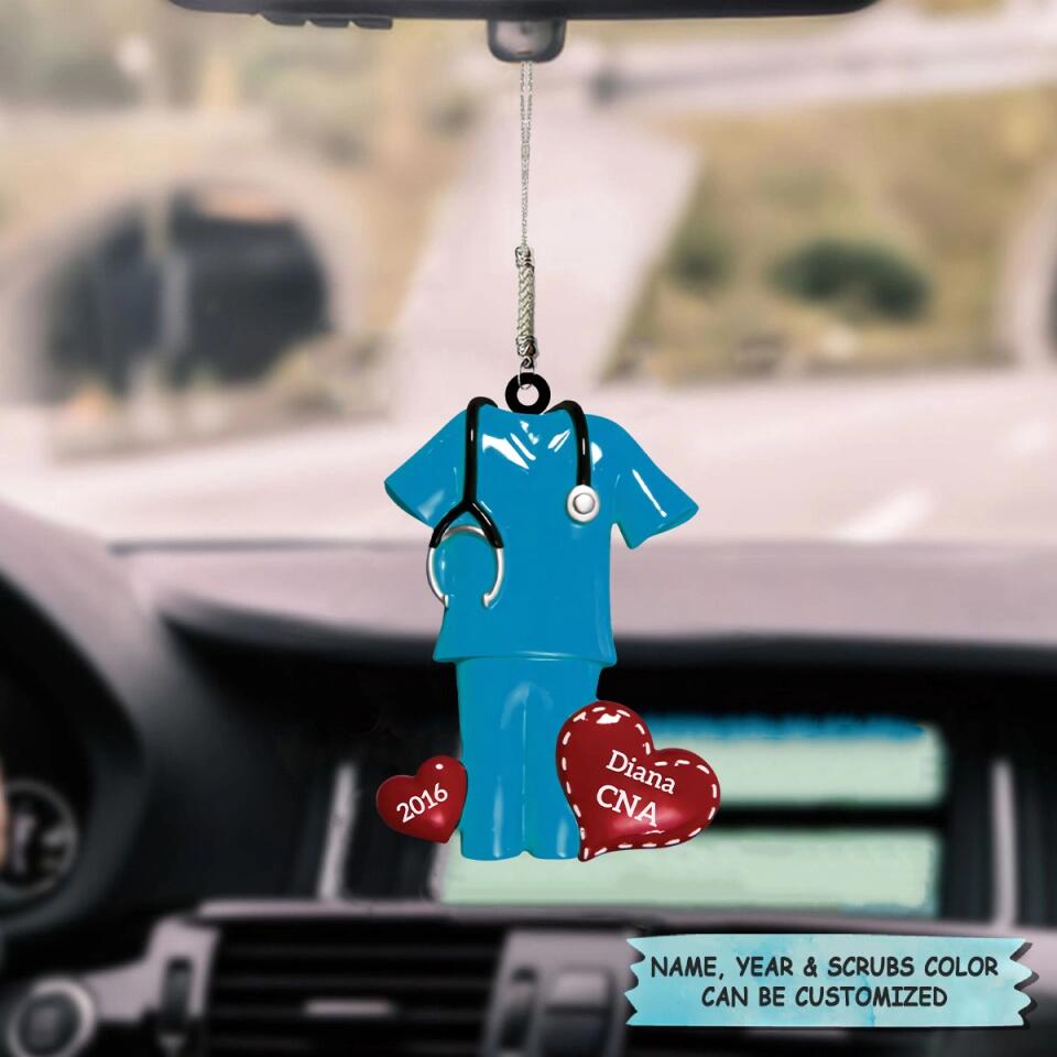 Personalized Car Hanging Ornament - Gift For Nurse - Nurse Scrubs ARND018 AGCKH011