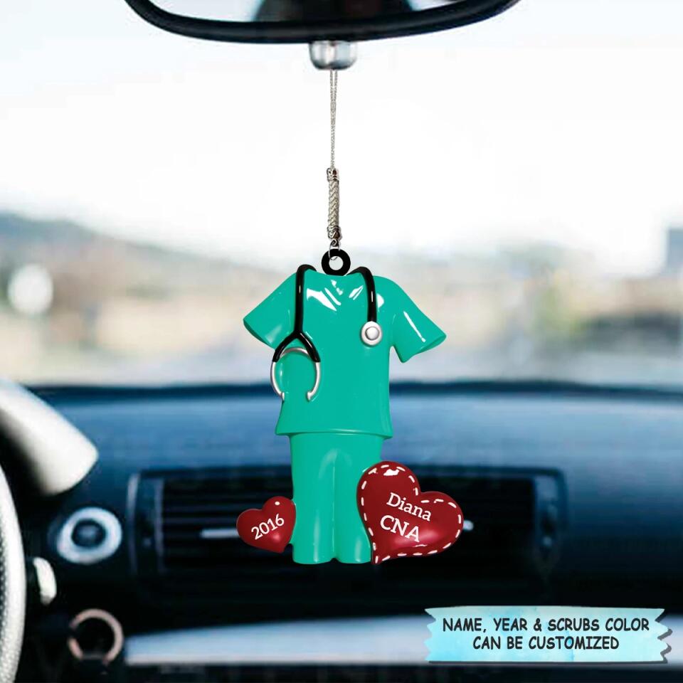 Personalized Car Hanging Ornament - Gift For Nurse - Nurse Scrubs ARND018 AGCKH011