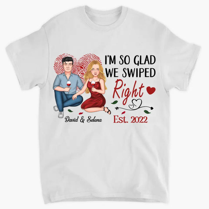 Personalized T-shirt - Gift For Couple - All Because We Both Swiped Right ARND0014