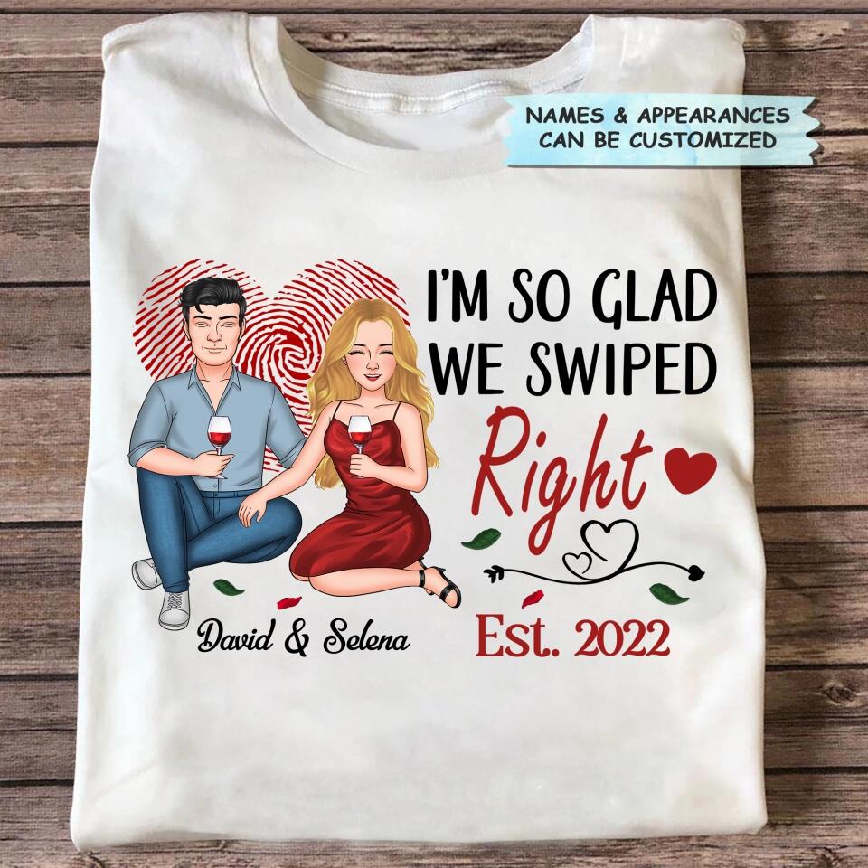 Personalized T-shirt - Gift For Couple - All Because We Both Swiped Right ARND0014