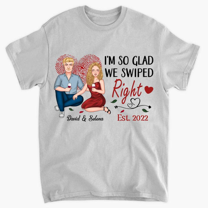 Personalized T-shirt - Gift For Couple - All Because We Both Swiped Right ARND0014