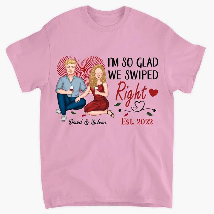 Personalized T-shirt - Gift For Couple - All Because We Both Swiped Right ARND0014