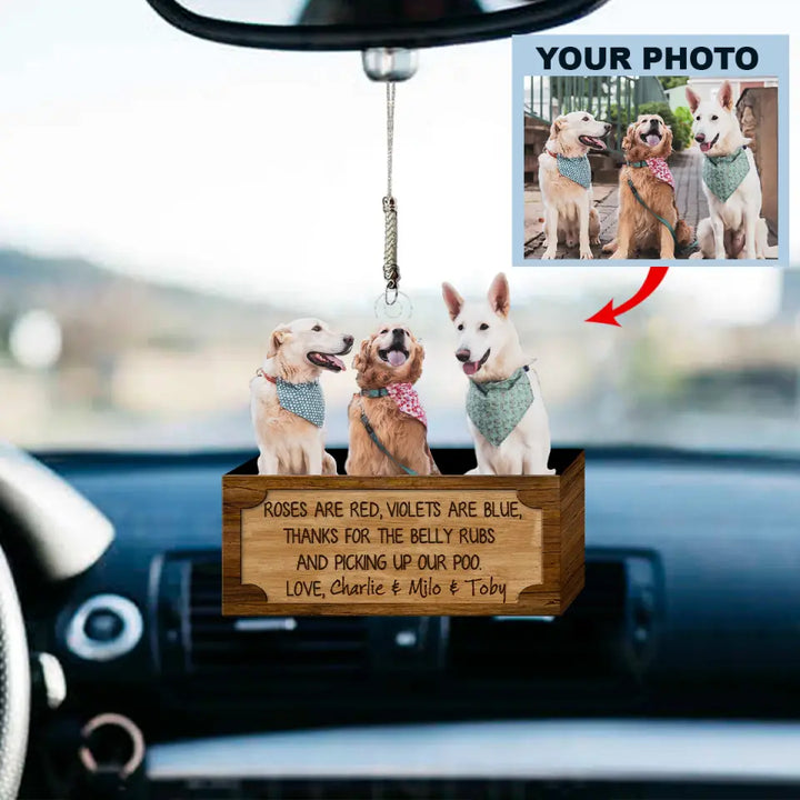 Personalized Car Hanging Ornament - Gift For Dog Lover - Thanks For Picking Up Our Poo ARND018 AGCKH012