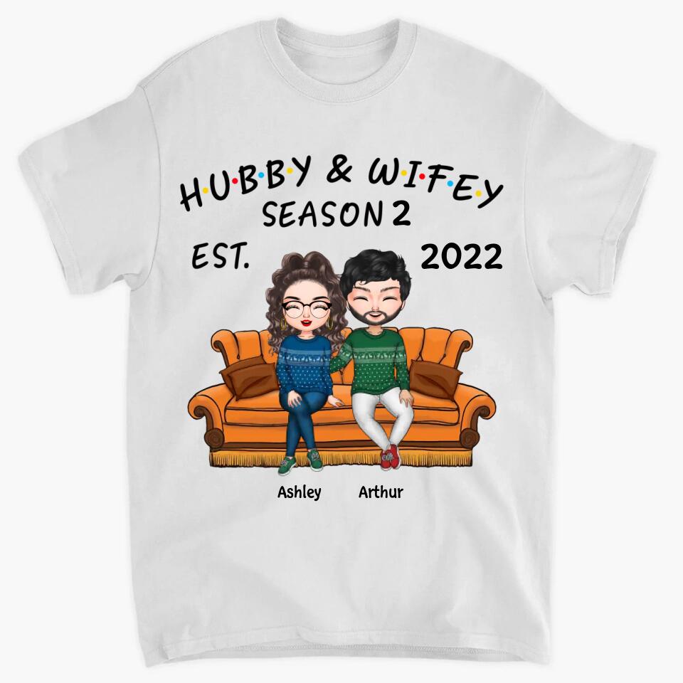 Personalized T-shirt - Gift For Couple - Hubby And Wifey Season Married Couple ARND037