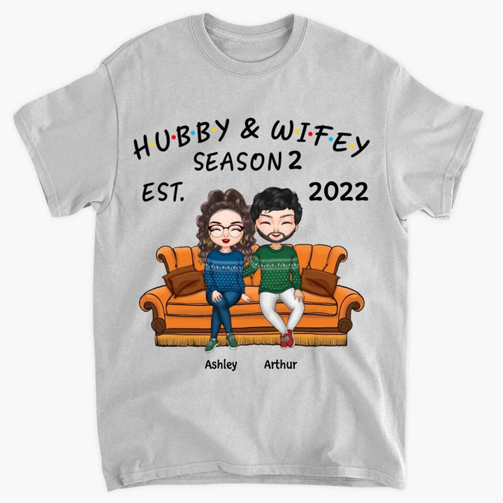 Personalized T-shirt - Gift For Couple - Hubby And Wifey Season Married Couple ARND037